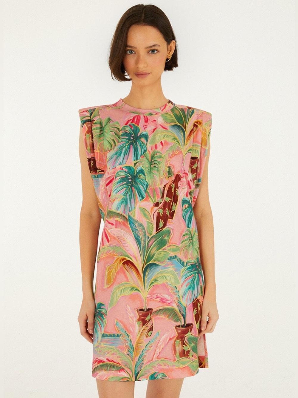 Farm Rio: Pink Pool Time Padded Shoulder T-
Shirt